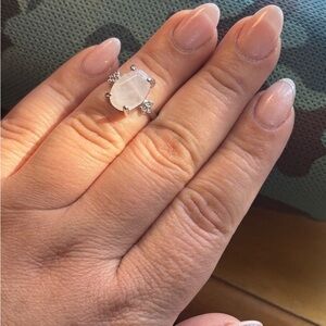 Size 8 Rose Quartz Silver Ring